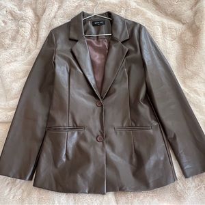 WHITE FOX LEATHER BLAZER BROWN M